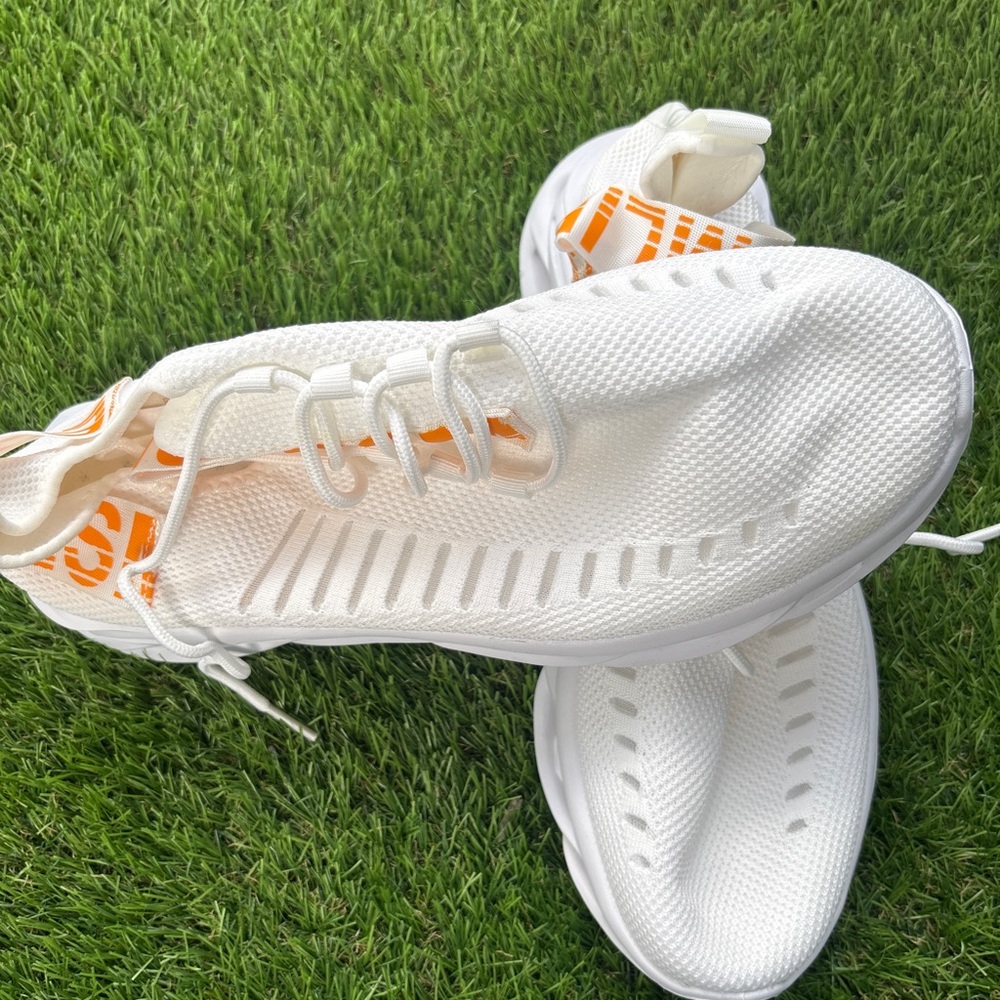 White and Orange Athletic Sneakers